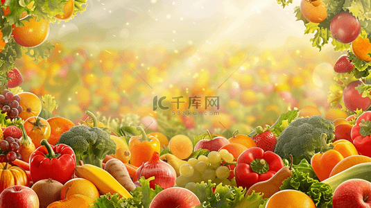 蔬菜水果光芒万丈的背景