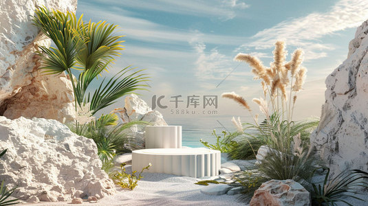 展台插花绿植合成创意素材背景