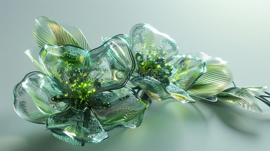 ai素材植物背景图片_植物花朵晶莹合成创意素材背景