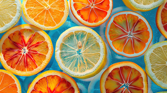 柠檬西柚香橙切片图片