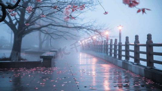 花运输摄影照片_雨天的桥和道路交通摄影6