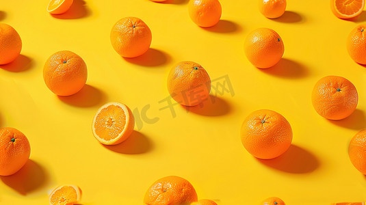 ppt底色白摄影照片_浅黄底色上的夏日香橙图片