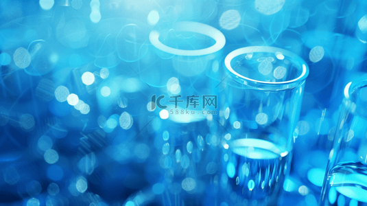实验容器背景图片_蓝色玻璃容器实验研发的背景