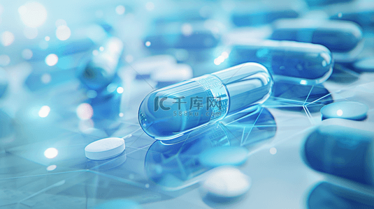 医药药品背景图片_浅蓝色生物科技研究药品的背景