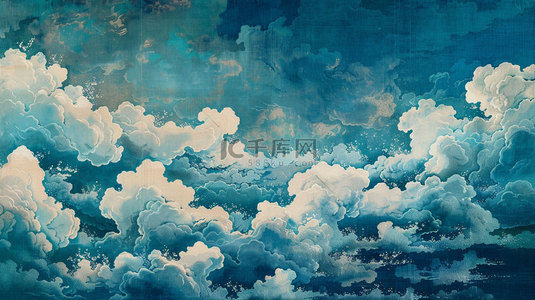 云朵传统绘画合成创意素材背景