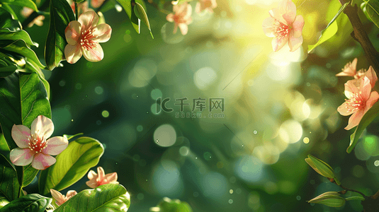 夏季花朵边框背景图片_夏季绿色植物花朵装饰自然边框背景
