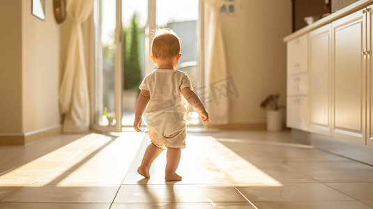 室内家居摄影照片_蹒跚学步的婴儿摄影1