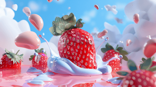 草莓冰淇淋背景图片_草莓冰淇淋包裹合成创意素材背景