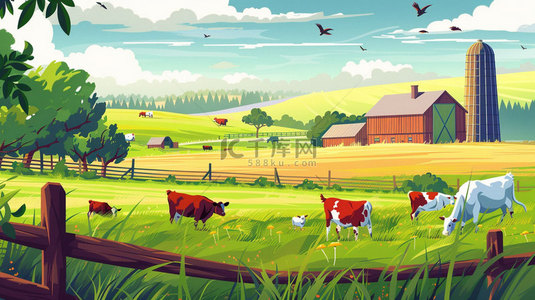 卡通田园农场合成创意素材背景