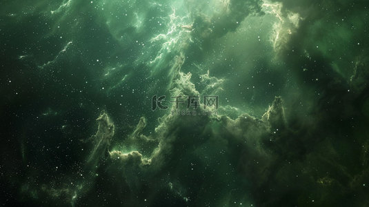 绿色写实背景图片_绿色繁星云层合成创意素材背景