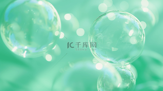 绿色简约唯美气泡泡沫飘飘的背景