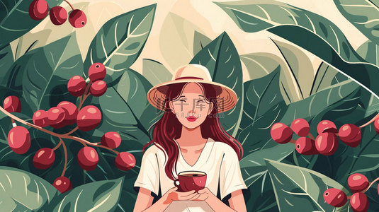火龙果果园背景图片_女孩咖啡果园合成创意素材背景