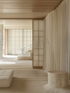 深原木色摄影照片_简约的日式房子室内装饰高清图片