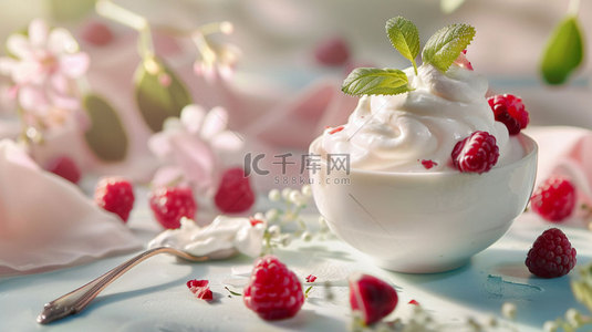 冰淇淋水果背景图片_水果冰淇淋美味合成创意素材背景