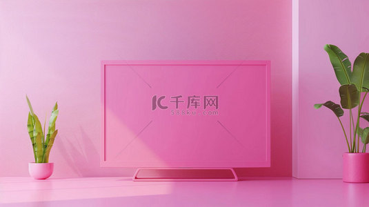 写实电视机背景图片_粉色电视机装饰合成创意素材背景