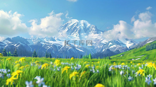 山川河流背景图片_绘画山川河流合成创意素材背景