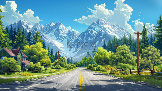 冰川素材背景图片_道路冰川绘画合成创意素材背景