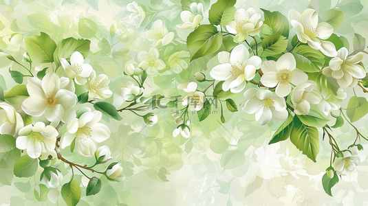 花朵装饰叶子背景图片_绿色淡雅植物花朵装饰背景
