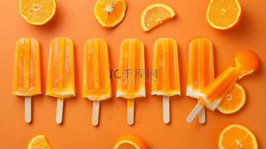 水果创意合成背景图片_冰棍水果橙子合成创意素材背景