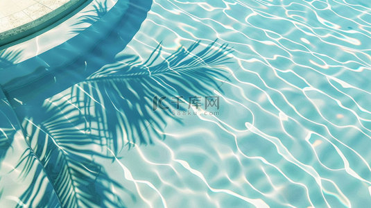 泳池椰树波浪合成创意素材背景