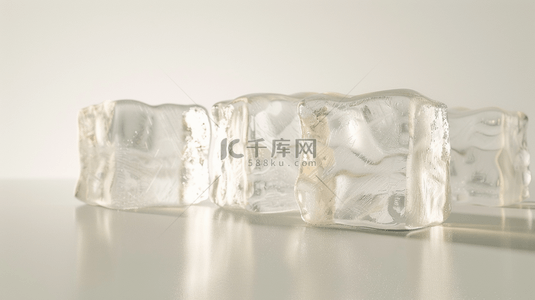 冰块方形背景图片_白色简约场景方形冰块晶体的背景