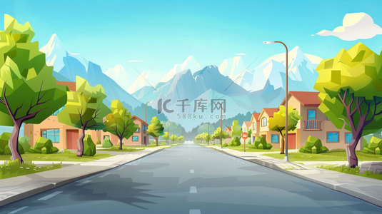 道路冰川绘画合成创意素材背景