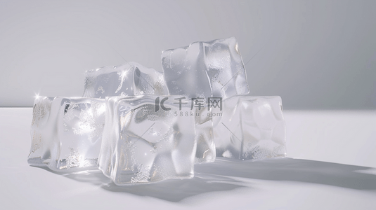 白色简约场景方形冰块晶体的背景