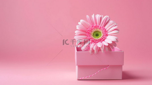 礼盒素材背景图片_粉色礼盒鲜花合成创意素材背景