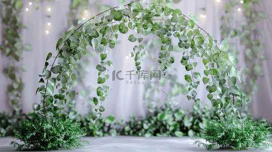 绿色植物叶子装饰边框背景