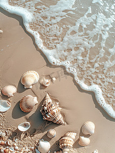 海滩沙滩摄影照片_海滩沙滩贝海水夏天照片