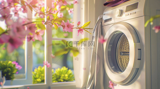 鲜花洗衣机衣服合成创意素材背景