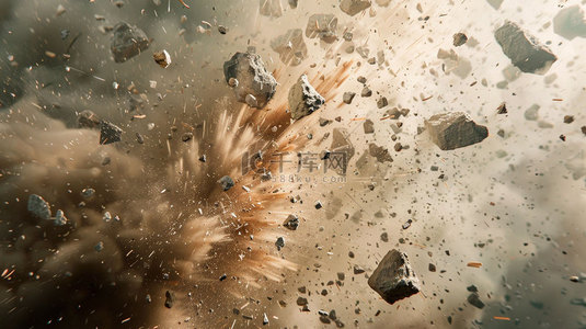 爆炸素材背景图片_粉尘碎石爆炸合成创意素材背景