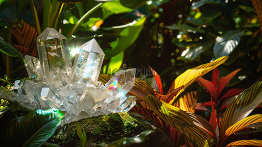 花园植物水晶合成创意素材背景
