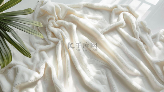 纯白绸带背景图片_纯白毛巾褶皱合成创意素材背景