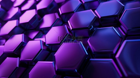 氢氧结合背景图片_紫色六边形结合合成创意素材背景