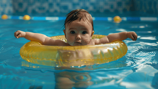 戴着游泳圈的婴儿摄影10