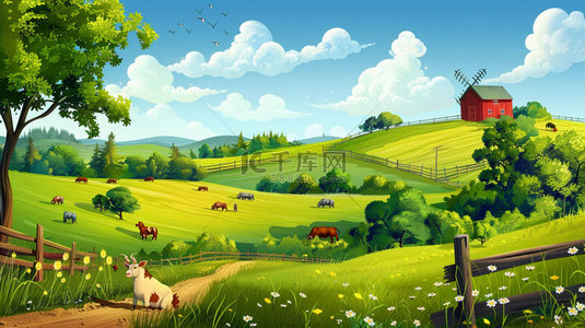 卡通田园农场合成创意素材背景