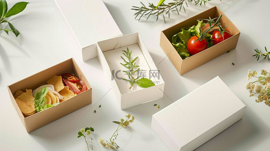 纸盒果蔬绿植合成创意素材背景
