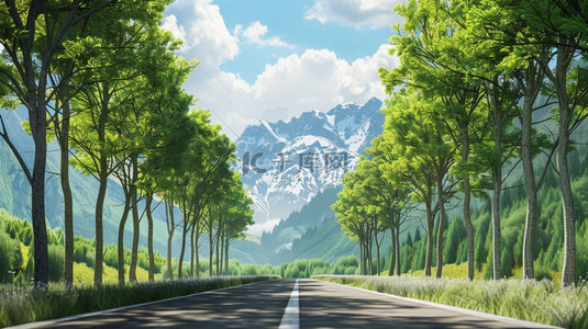 道路冰川绘画合成创意素材背景