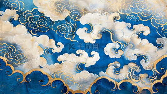 传统绘画背景图片_云朵传统绘画合成创意素材背景