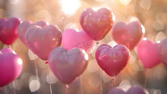 浪漫气球礼物摄影照片_粉色心形气球图片