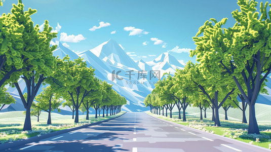 冰川素材背景图片_道路冰川绘画合成创意素材背景