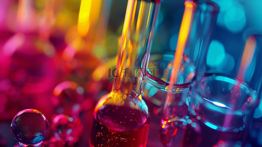 试管滴油背景图片_化学试管分子合成创意素材背景