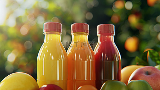 水果饮料背景图片_水果饮料果汁合成创意素材背景