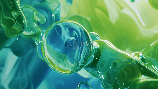 透明气泡背景图片_绿色透明气泡合成创意素材背景