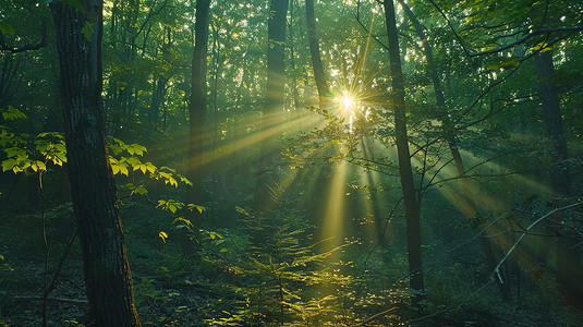 森林树林阳光太阳照片
