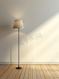 木地板上的灯白色墙壁图片