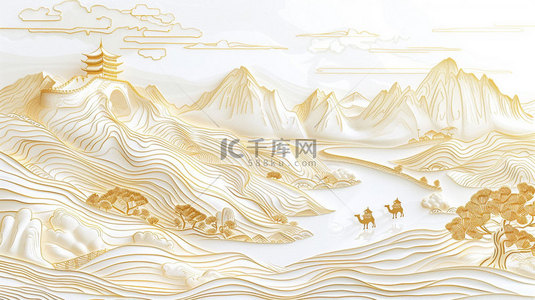 沙漠创意背景图片_沙漠骆驼宫殿合成创意素材背景