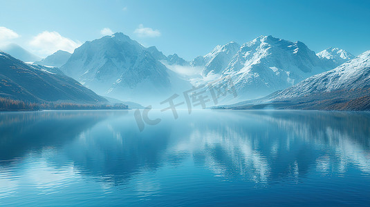 湖泊山川纯净的蓝天图片