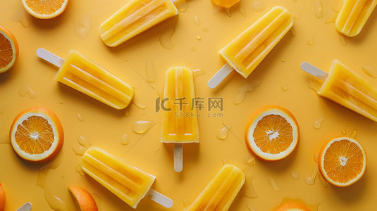 橙子素材背景图片_冰棍水果橙子合成创意素材背景